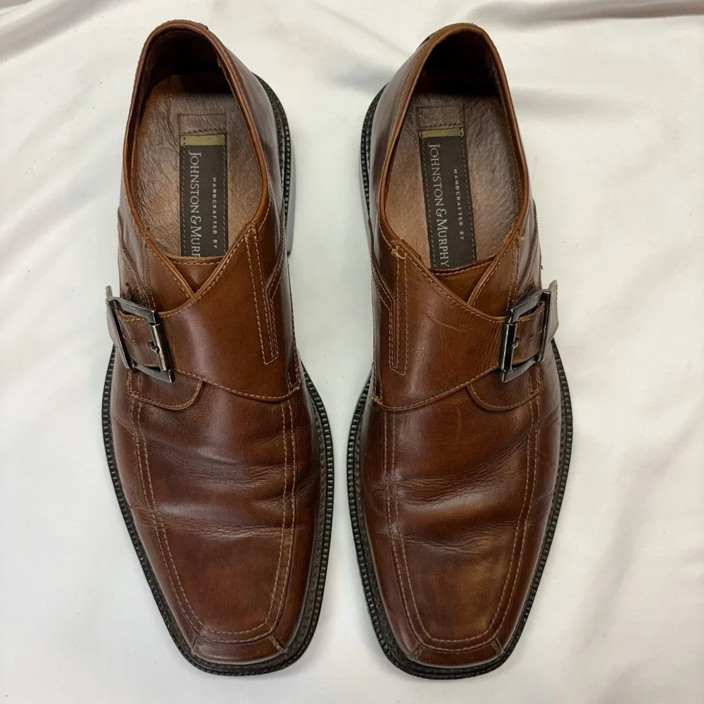 Vintage Johnston & Murphy Monkstrap Dress Shoes Mens US 9 M Brown Made In‎ Italy